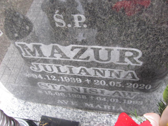 Julianna Mazur 1939 Prochowice - Grobonet - Wyszukiwarka osób pochowanych